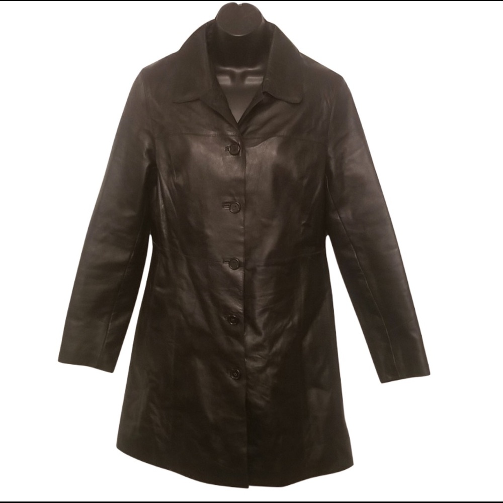 R&O genuine leather long jacket. Size small.